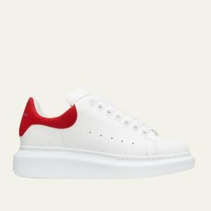 Men’s Size 7 (Euro Sz 40) Alexander McQueen Oversized Suede Sneakers White/Red
